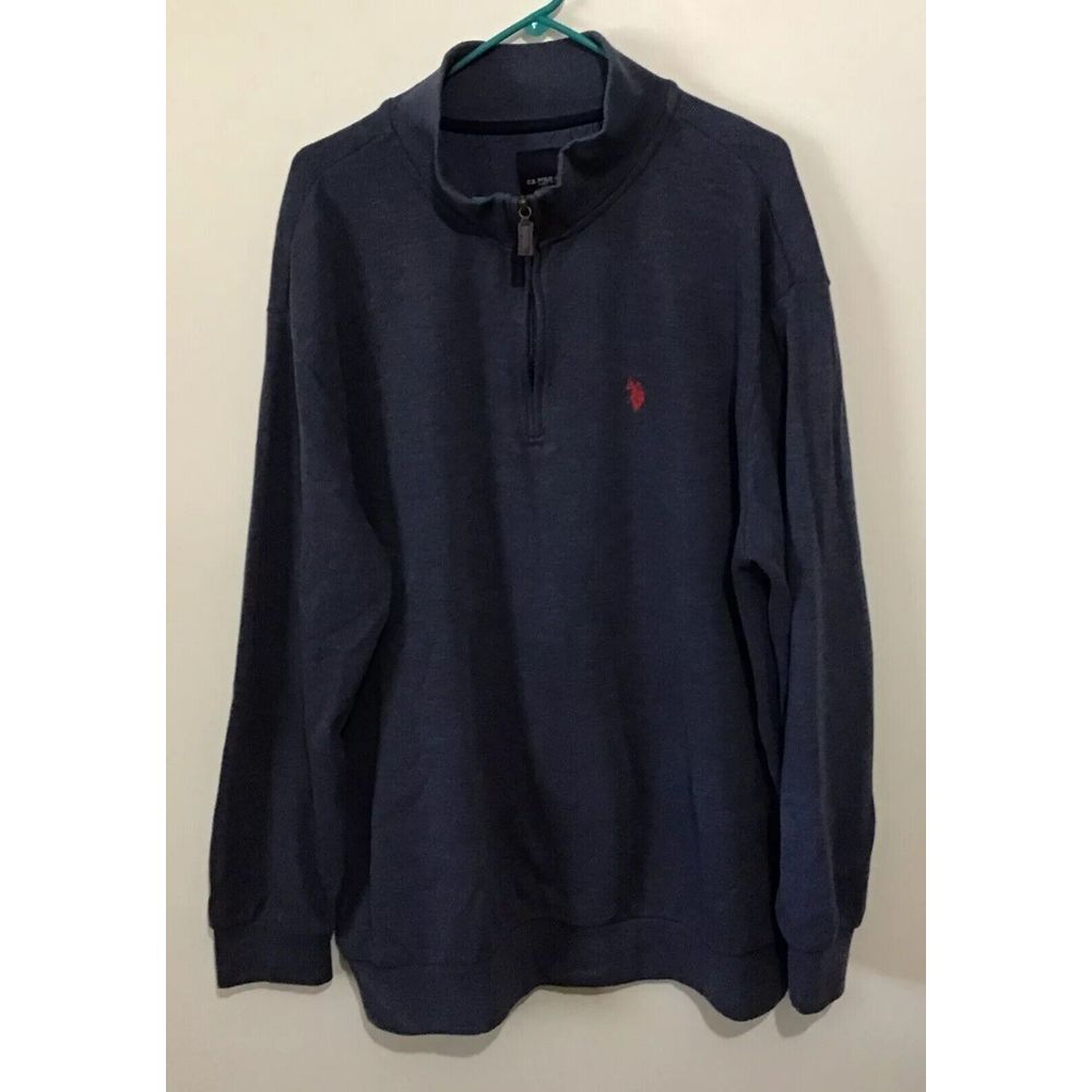 BLUE Men's U.S. Polo‎ Assn. Big & Tall Quarter Zip Sweater XLT